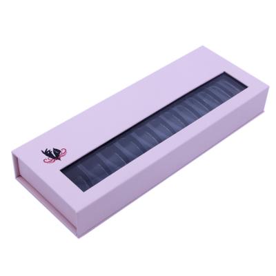China Custom Logo Small Purple Retail Fake Artificial Empty Nail Tip Boxes False Press On Nail Packaging Box for sale