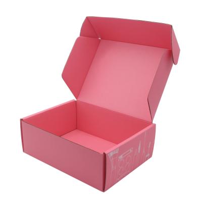 China Personalised Corrugated Cardboard Empaques Para Envios Custom Size Hot Pink Shipping Boxes And Bag for sale
