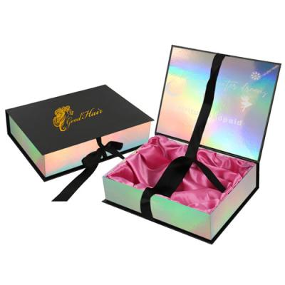 China Custom Logo Printed Creative Weave Satin Braiding Wig Hair Extension Packaging Boxes For Bundles for sale