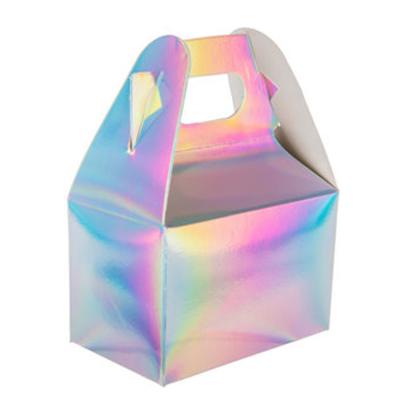 China Custom Logo Printed Holographic Iridescent Foil Gable Packaging Boxes for sale