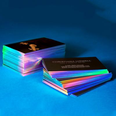 China Custom Printed Paper Silver Foil Holographic Business Cards for sale