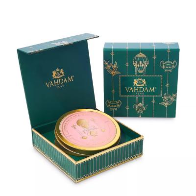 China Custom Printed Green Cardboard Luxury Tea Tin Packaging Gift Box for sale