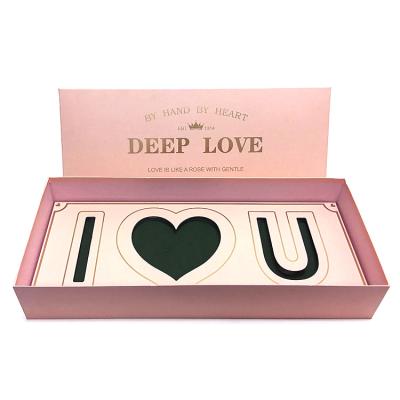 China Custom Logo Printing Valentine Mothers Day Gift Boxes Pink Deep I Love You U Mom Rose Flower Box for sale