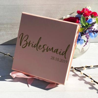 China Personalised Printed Bridal Party Gift Set Packaging Box Pink Bridesmaid Proposal Gift Packaging Box With Ribbon for sale