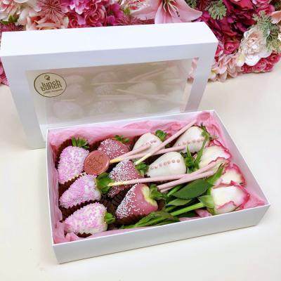 China Cajas de empaquetado impresas de encargo de la fresa del chocolate para el chocolate de las fresas en venta