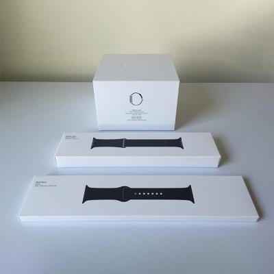 China Custom Logo Printed White Smart Apple Watch Bands Storage Packaging Box For Watch Band for sale