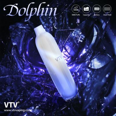 중국 VTV Dolphin 5000 Puffs Disposable Vape E Cigarettes 1.0ohm Dual Mesh Coil 판매용