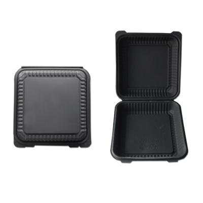 China 9 Inch Biodegradable Food Container Rectangle Microwaveable Box In Black for sale