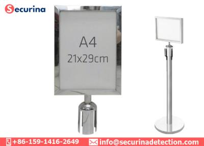 China Stainless Steel A3 A4 Stanchion Pole Sign Holder Frame For Advertising Information for sale