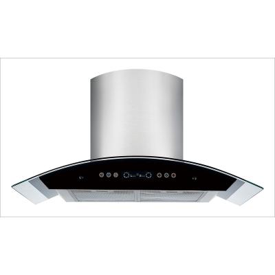China 900 Cfm Curved Glass Cooker Hood Range For Hotel for sale