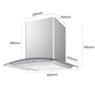 China Under Cabinet Curved Glass Cooker Hood Range 60 Inch Low Noise for sale