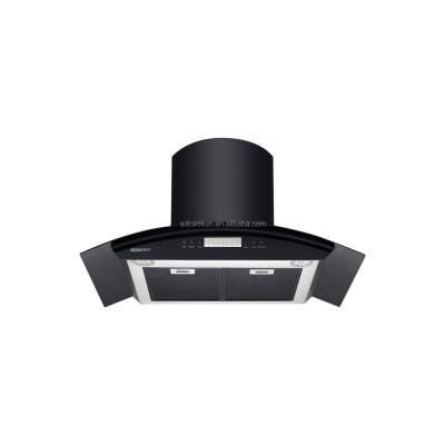 China Stainless Steel Glass Arc Chimney Hood with App Controlled Copper Motor for sale