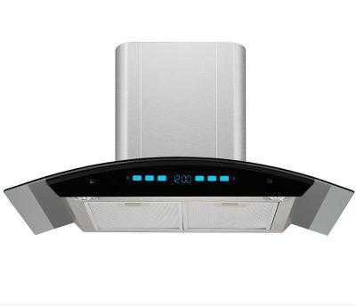 China Smart Stainless Steel Glass Range Hood with App Control Low Noise Kitchen Chimney Hood for sale