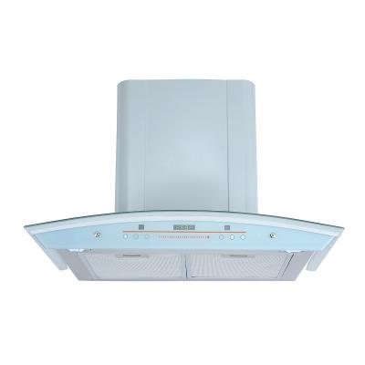 China Stainless Steel Glass Arc Chimney Hood Low Noise Electric Range Hood with Touch Switch Aluminum Filters for sale