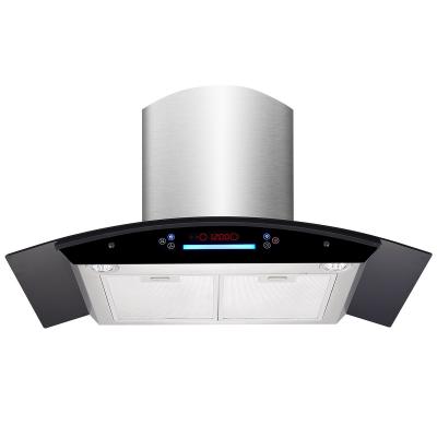 China Integrated Arc Glass Chimney Hood 900mm Cooker Hood for sale
