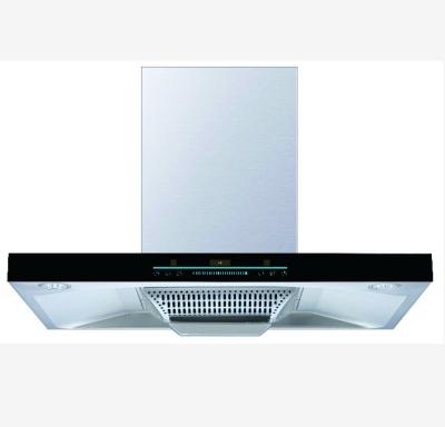 China Stylish Glass Stainless Steel T Shape Chimney Hood 183W 220V Touch Switch Wall Mounted for sale