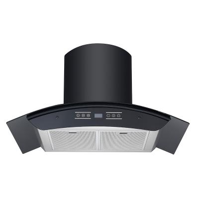 China Glass Arc Chimney Hood Electric Wall Mount Range Hood Low Noise Copper Motor for sale
