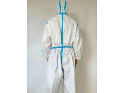 China Safe 165cm - 185cm Disposable Protective Suit Water Resistant With Blue Tape for sale