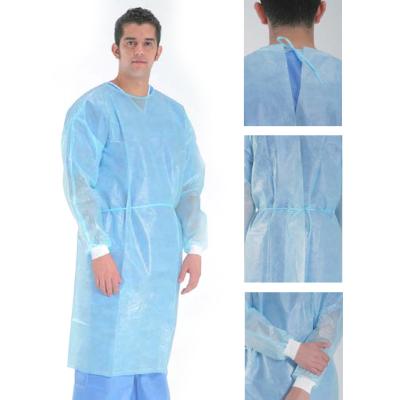 China SMS White Non Woven Isolation Gown Knit Cuff Pe Coated for sale