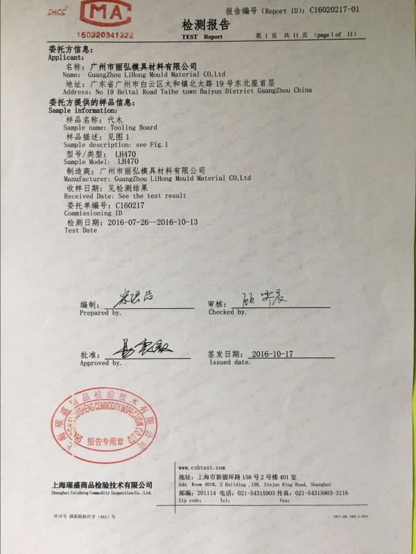 TEST Report - Yongzhou Lihong New Material Co.，Ltd