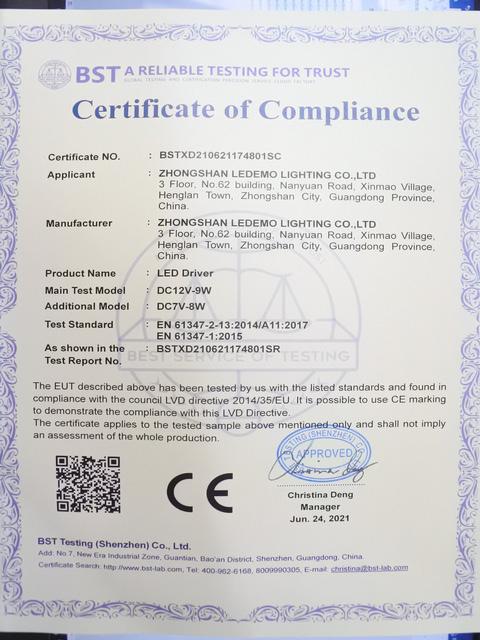 CE - Zhongshan Ledemo Lighting Co., Ltd.