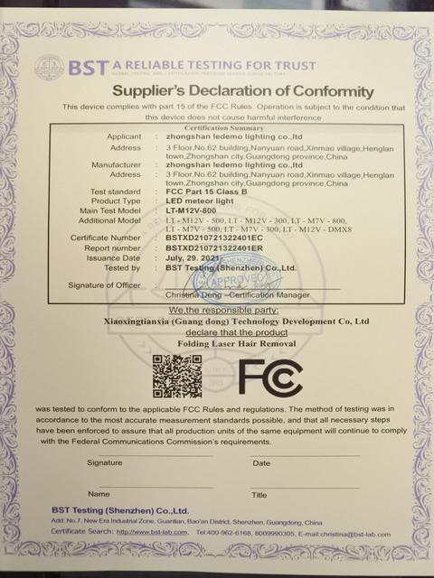 FCC - Zhongshan Ledemo Lighting Co., Ltd.