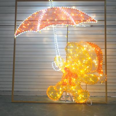 China Strong Outdoor Use 2D Decoration Net PVC Bear Sculpture Pattern Light PVC Pattern LED Light Christmas Decoration for sale