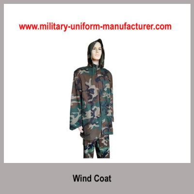 China Military Water-proof Woodland Camouflage Wind Coat With Hood for sale