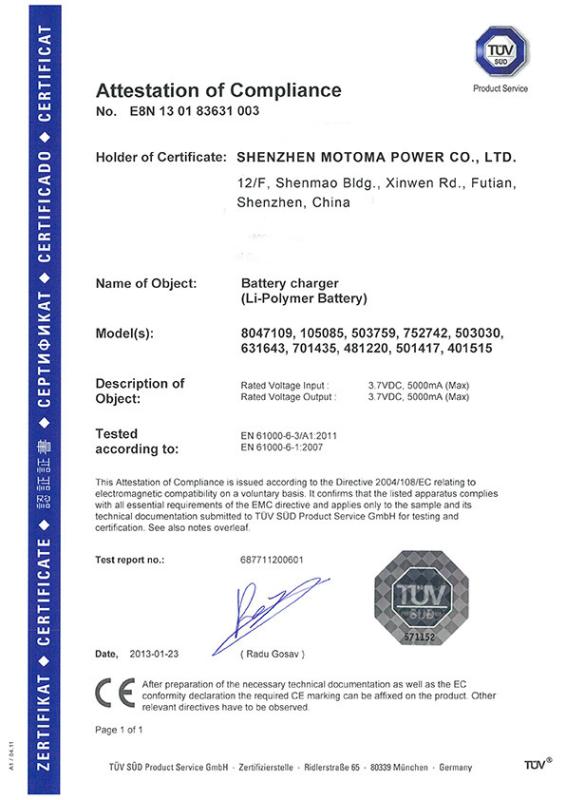 CE - Shenzhen Motoma Power Co., Ltd.