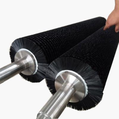 China Black Nylon Industrial Cylindrical Brush Roller For Cleaning for sale
