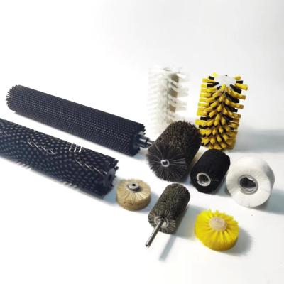 China Tufted Bristle Custom Industrial Brushes Cylindrical Fruit Polishing Cleaning Brush Roller for sale