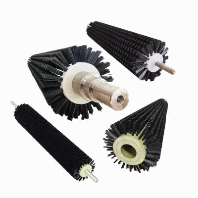 China Industrial Nylon Bristle Cylindrical Cleaning Brushes For Fruit Vegetable Conveyor Belts for sale
