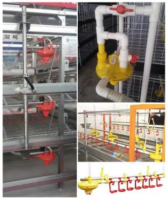 China Granja de pollos con alimentador automático cabrestante principal auxiliar 45 línea de alimentación taza de elevación tubería redonda línea de agua tarifa de gallinero en venta