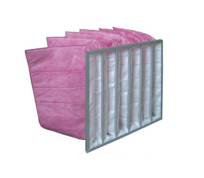 China F8 F9 Bag Pocket Air Filter Galvanized Steel Aluminium Frame Yellow White Pink for sale