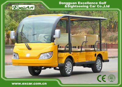 China Coche de visita turístico de excursión eléctrico amarillo de 72V los 7.5KM 8 Seater con la cesta del almacenamiento en venta