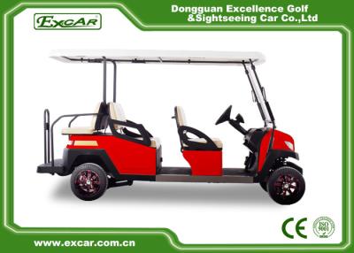 China Fuel Type Electric Golf Carts Red 6 Seater Golf Cart With Graziano Axle for sale