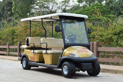 China 4 Wheel Drive 6 Seat Electric Golf Cars With Golden Color / Electrical Golf Buggy for sale