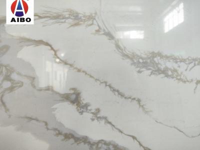 Chine Le marbre donne à la pierre une consistance rugueuse machinée blanche de quartz de Calacatta pour la partie supérieure du comptoir à vendre