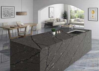 China Light Grey Quartz Floor Tiles Black Modern Quartz Countertops Heat Resistance for sale