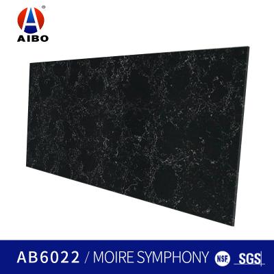 China Acid Resistant Solid Black Quartz Countertops With NSF SGS Certification for sale