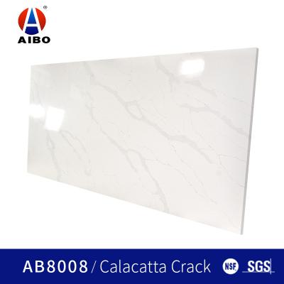 China Kitchen Countertop Artificial White Calacatta Quartz Stone 18 MM Thick for sale