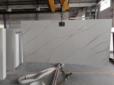 China 20MM Thickness Calacatta Quartz Stone Grey Veins Polished Marble Look Stone Slab for sale