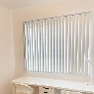 China CLASSIC Plug & Play Semi Vertical 100% Polyester Blackout PVC Blind for sale