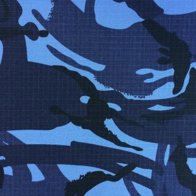 China Ripstop Cotton Polyester CVC Blue Camouflage Fabric 58/59'' for sale