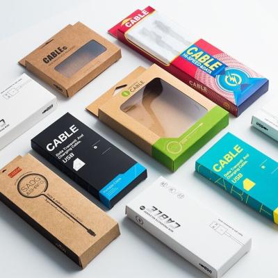 China 350g CMYK PMS Cell Phone Packaging Box Kraft , Youfu Data Cable Packing Box for sale