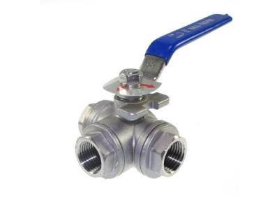 China ISO9001 2008 3 pressão de aço inoxidável da válvula de bola PN63 da maneira para a água/óleo à venda