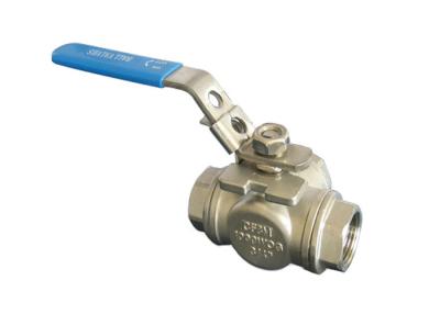 China 1000 WOG CF8M 3 Way Ball Valve BSP Threaded Stainless Steel Material for sale