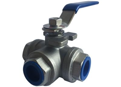 China CF8M BSP 3 Way Ball Valve  L type  Female Threaded 6.3Mpa / 1000PSI for sale