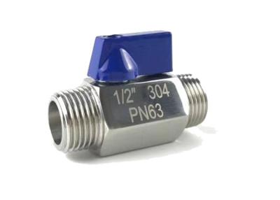 China 2/1,3/4,1 inch Mini Ball Valve Male and Male Thread Blue Handle -20℃ ~ 200℃,1000 WOG for sale