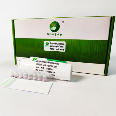 China Tira de prueba rápida combinada de Kit Streptomycin Gentamicin And Neomycin de la primavera de la prueba verde de la leche en venta